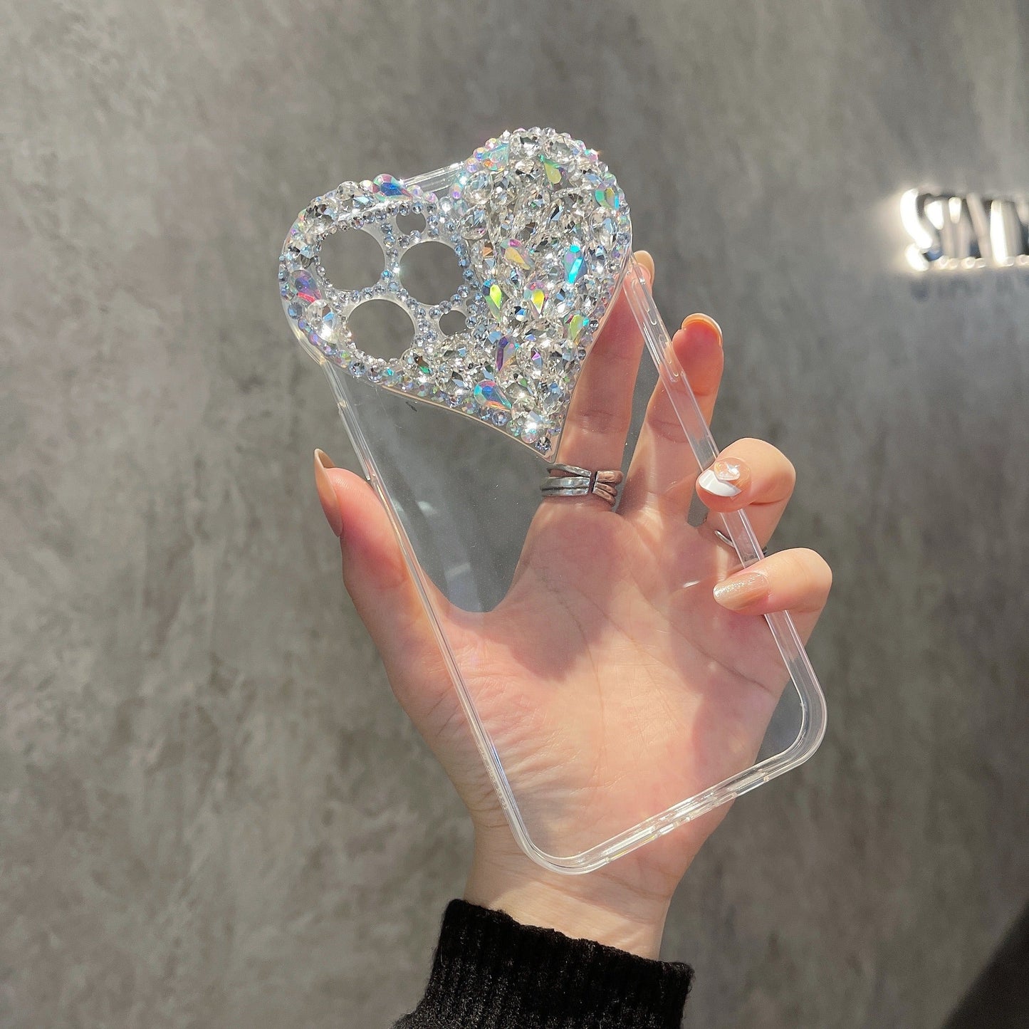 Luxury Heart Rhinestones iPhone Case