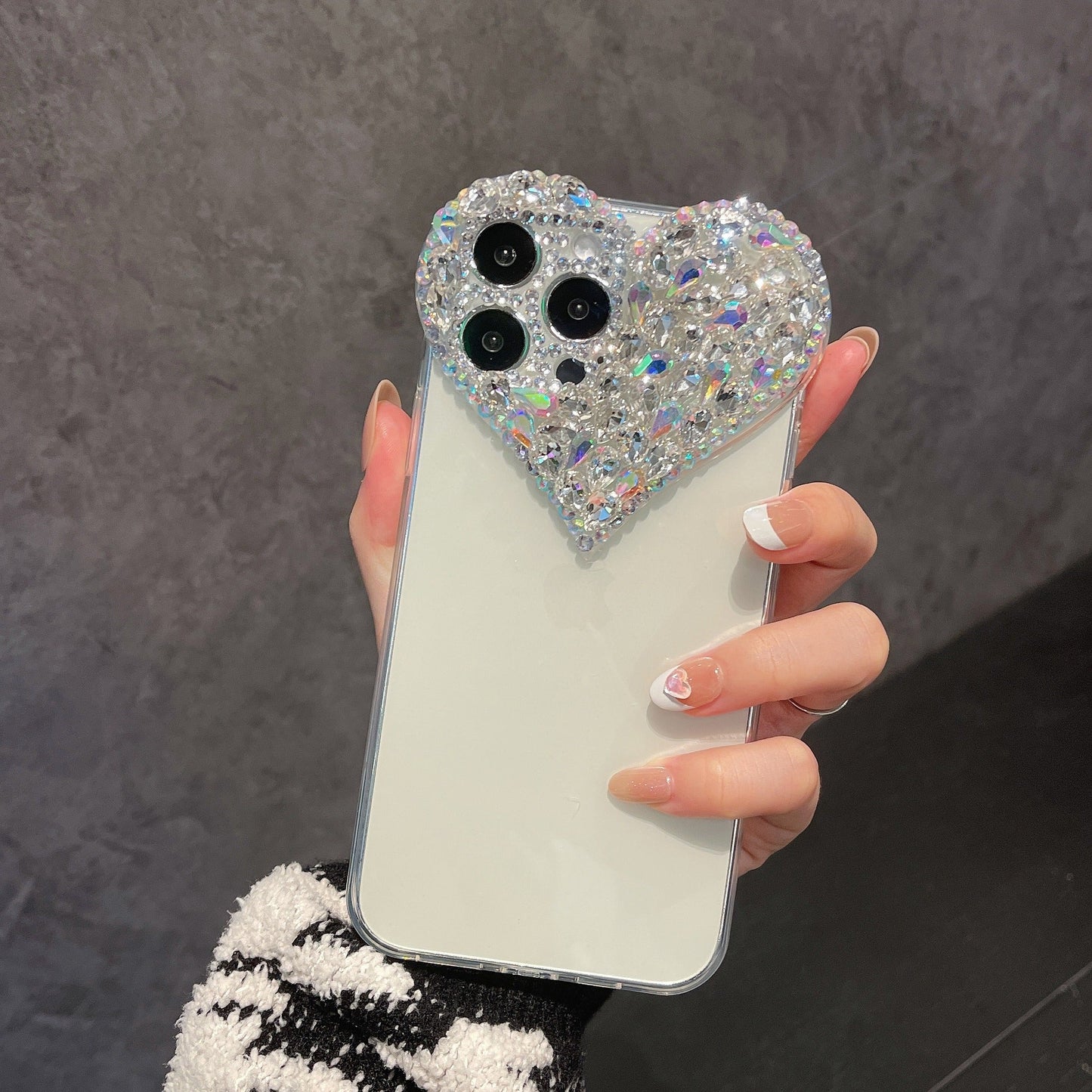 Luxury Heart Rhinestones iPhone Case